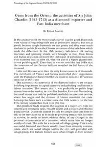 Gems from the Orient: The activities of Sir John Chardin (1643-1713) as a diamond importer and East India merchant